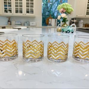 Set of 4 Chevron Low Ball Glasses